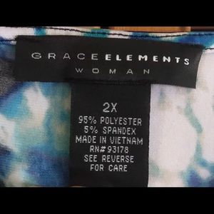 Grace Elements Tops - *SALE* PLUS SZ 2X FLOWERED TUNIC WITH BLUE TRIM Grace Elements Tops - *SALE* PLUS SZ 2X FLOWERED TUNIC WITH BLUE TRIM